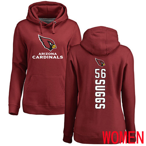 Arizona Cardinals Maroon Women Terrell Suggs Backer NFL Football #56 Pullover Hoodie Sweatshirts